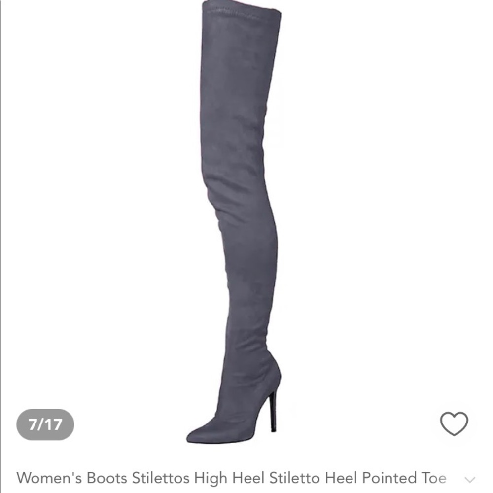 Gray over the knee/thigh high boots
